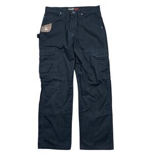 Wrangler Riggs Workwear Black Canvas Pants 31x30 Ripstop Heavy Work Cargo